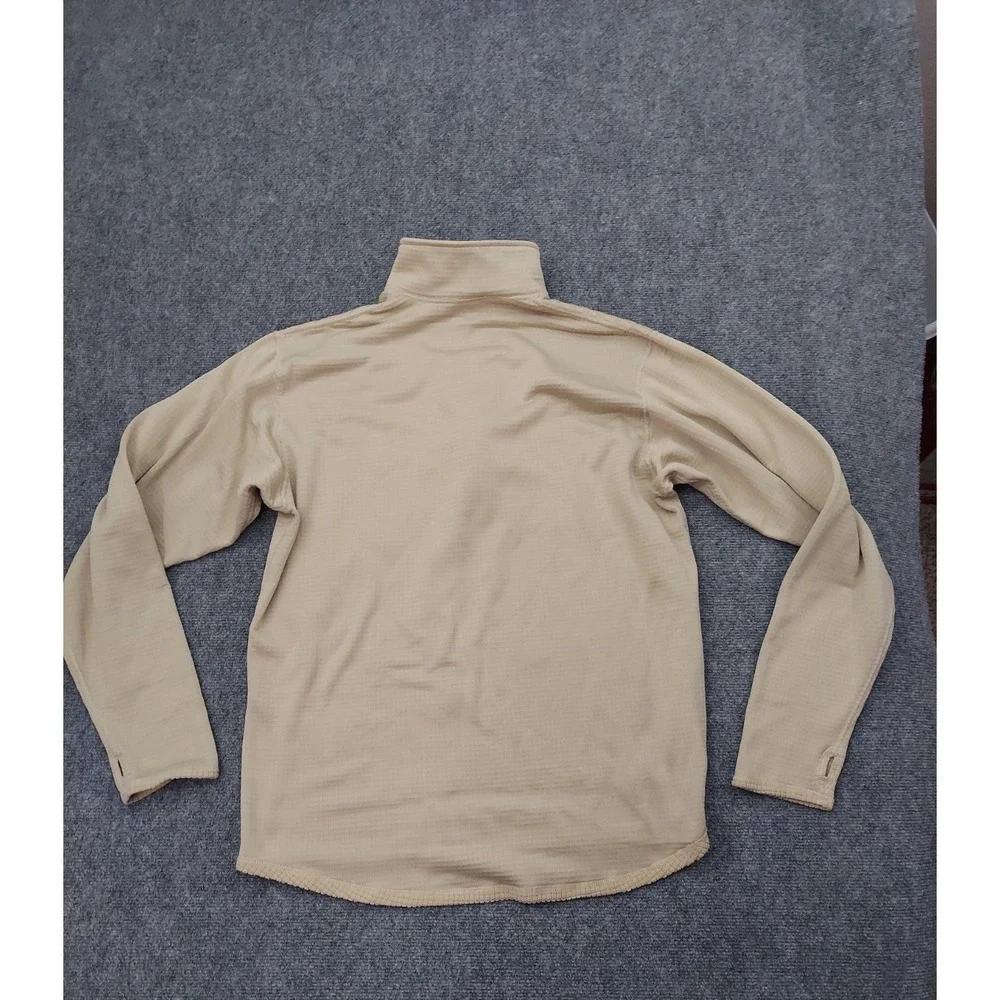Military Cold Weather Shirt Men Large Long Tan GEN III Waffle Thumbhole 1/4 Zip
